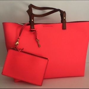 Fossil Rachel tote! Neon coral!